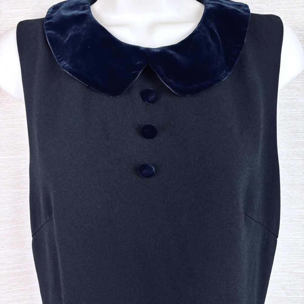 Faith Connexion Annabelle Blue Velvet Collar Mini Shift Black Dress Womens Sz 38